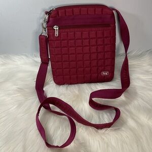 LUG Quilted Crossbody Bag Christmas Red Nylon Travel Handbag Shoulder Purse